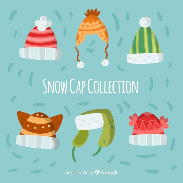 Vector gratuito colección gorros nieve