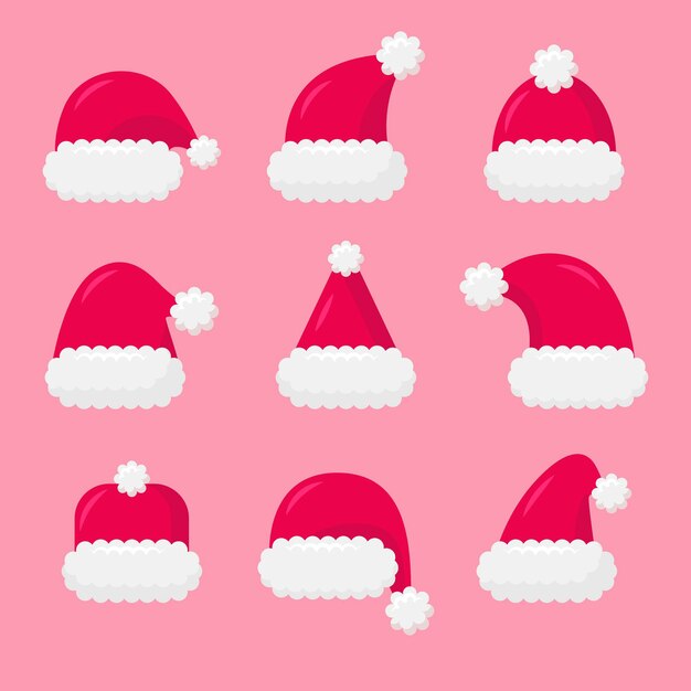 Colección de gorros planos de santa