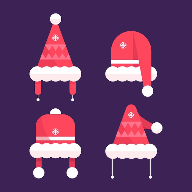 Colección de gorros planos de santa