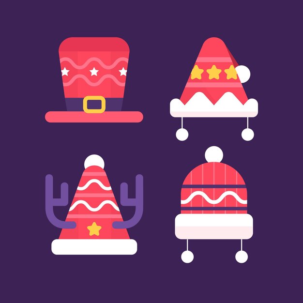 Colección de gorros planos de santa