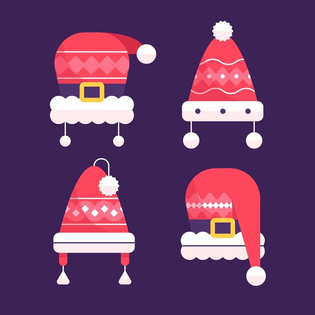 Colección de gorros planos de santa