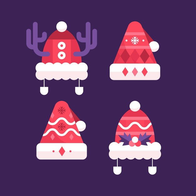 Colección de gorros planos de santa