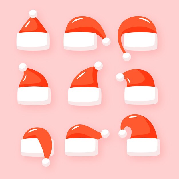 Colección de gorros planos de santa