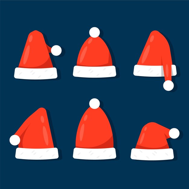 Colección de gorros planos de santa