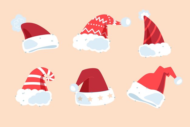 Colección de gorros planos de santa