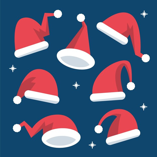 Colección de gorros planos de santa