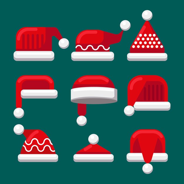 Colección de gorros planos de santa