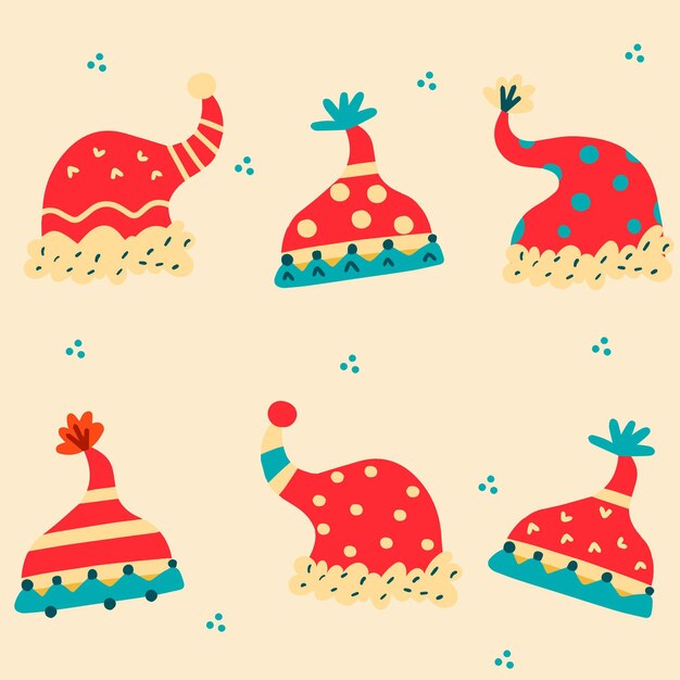 Colección de gorros planos de santa
