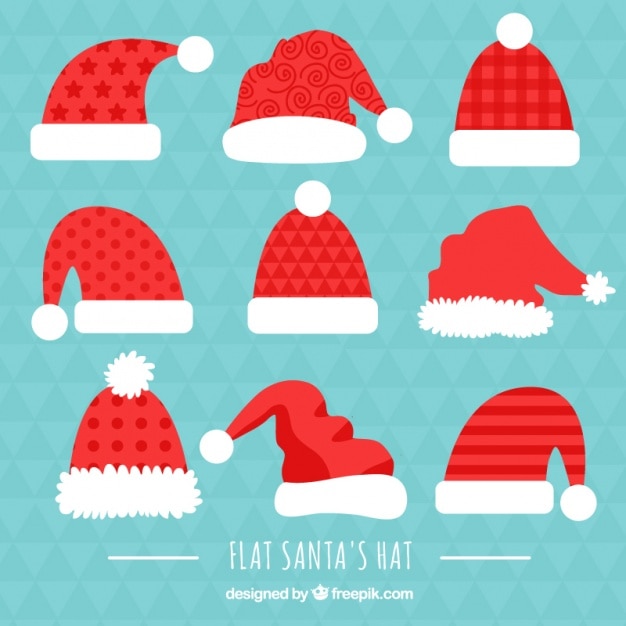 Colección de gorros rojos abstractos de santa claus