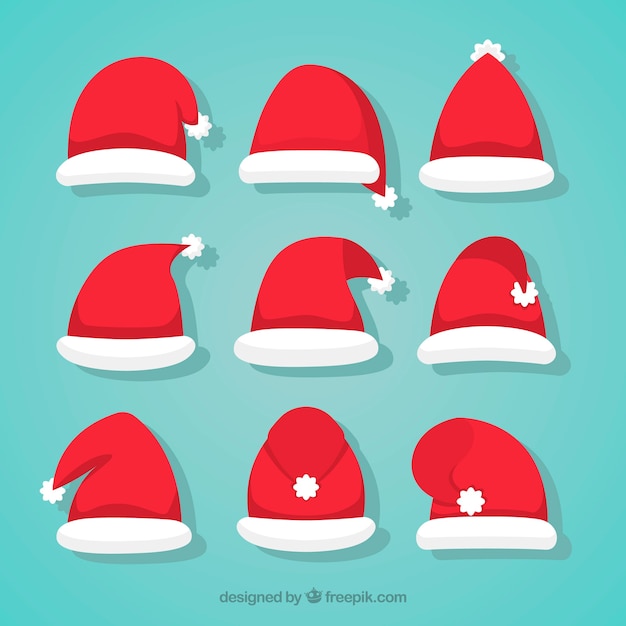 Vector gratuito colección de gorros de santa claus