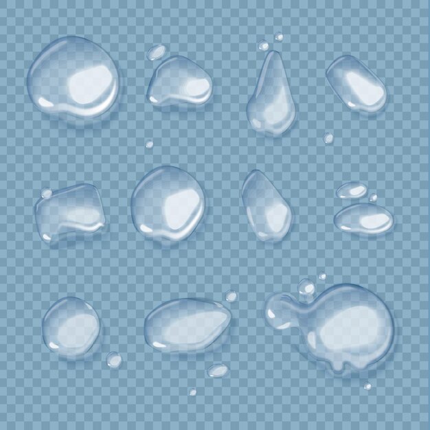 Colección de gotas de agua realistas