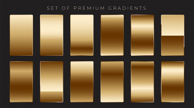 Colección de gradientes dorados metálicos brillantes
