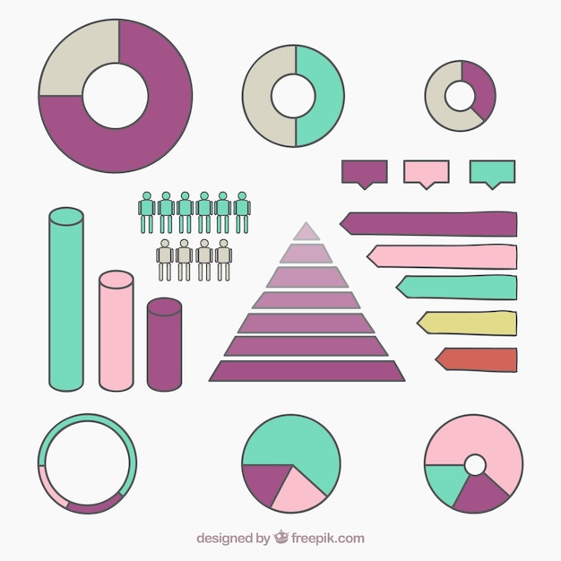 Colección de gráficos dibujados a mano para infografías