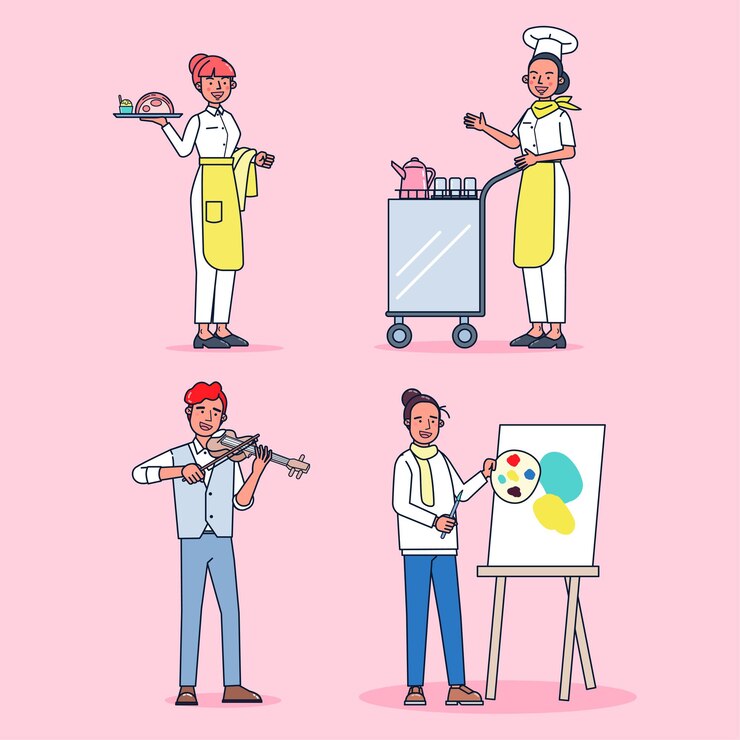 Vector gratuito colección de gran conjunto aislado de diversas ocupaciones o personas de profesión con uniforme profesional, ilustración plana.