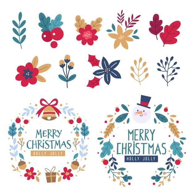 Colección de guirnaldas de navidad dibujadas a mano