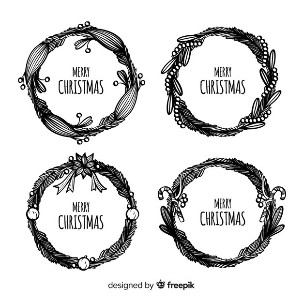 Colección de guirnaldas de navidad dibujadas a mano