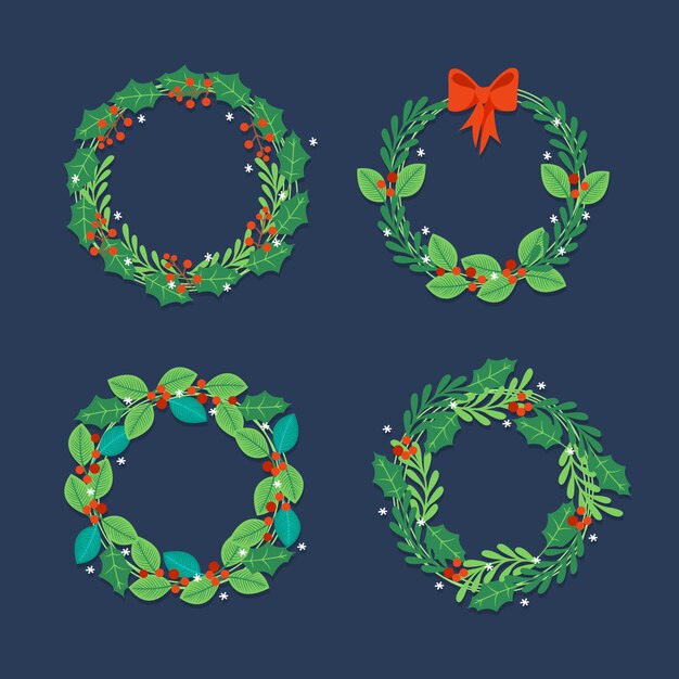 Colección de guirnaldas de navidad dibujadas a mano