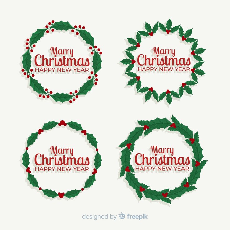 Vector gratuito colección de guirnaldas navideñas en diseño plano