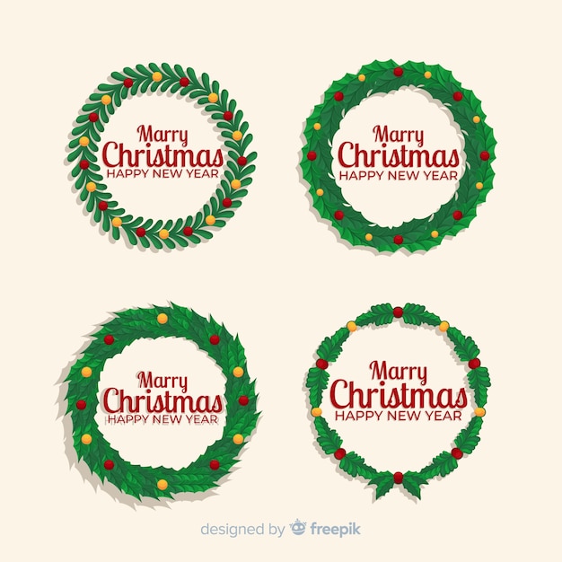 Colección de guirnaldas navideñas de diseño plano