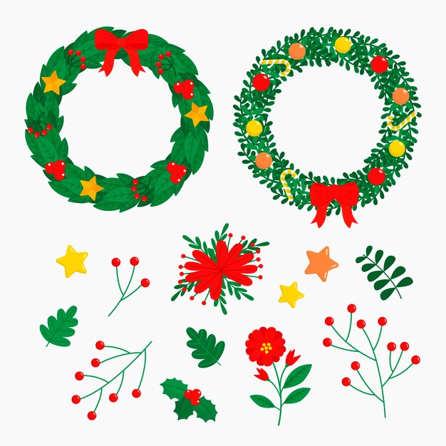 Colección de guirnaldas navideñas de diseño plano