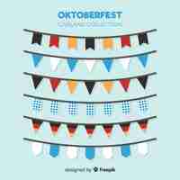 Vector gratuito colección de guirnaldas de oktoberfest de diseño plano