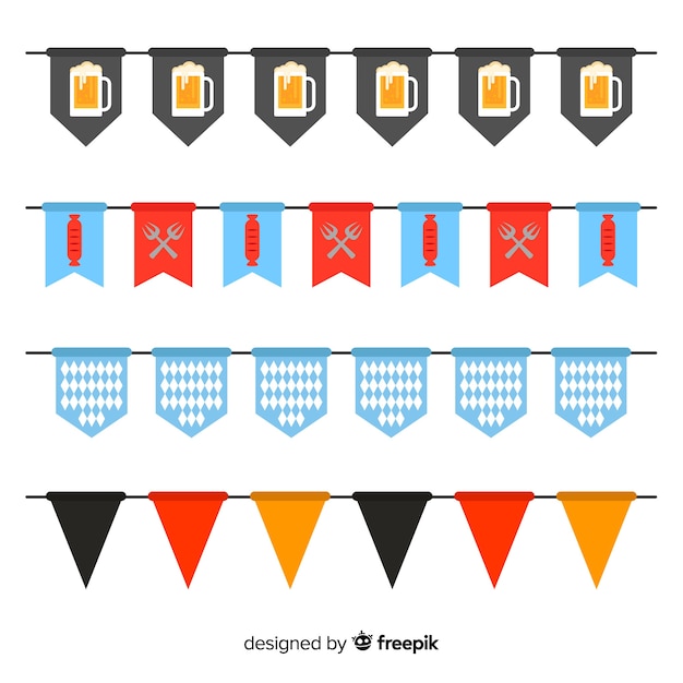 Vector gratuito colección de guirnaldas de oktoberfest de diseño plano