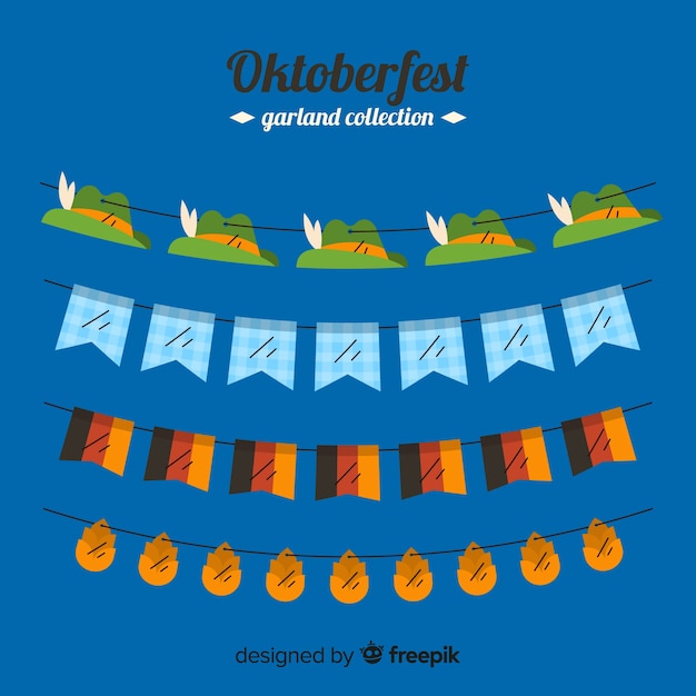 Vector gratuito colección de guirnaldas de oktoberfest de diseño plano