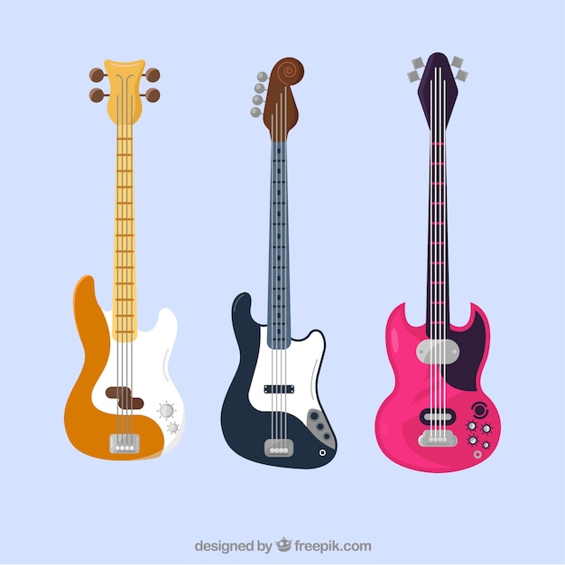 Vector gratuito colección de guitarra de dos colores