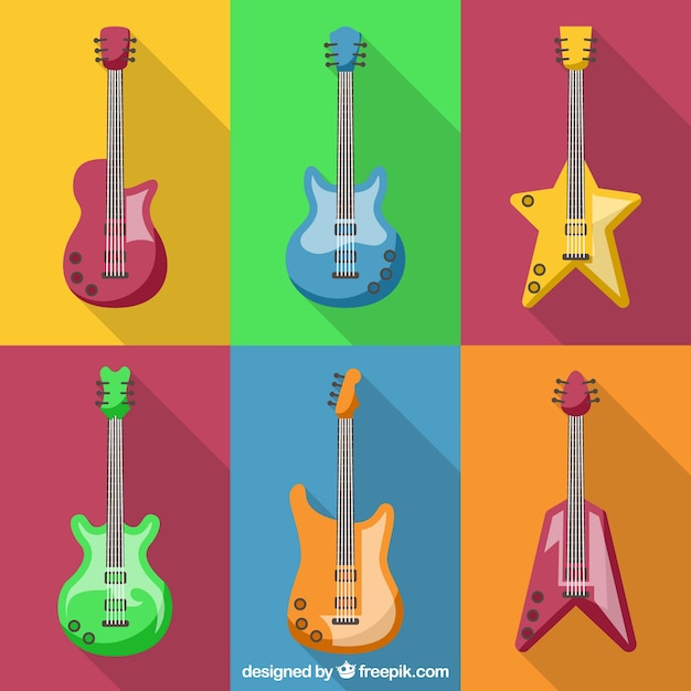 Vector gratuito colección de guitarras de diferentes formas