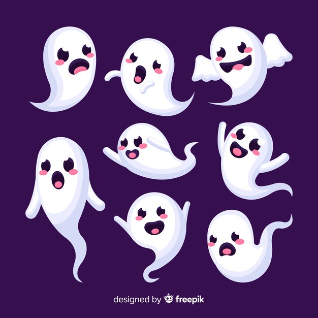 Colección de halloween de caras divertidas fantasma