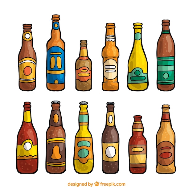 Colección hecha a mano de botellas de cerveza