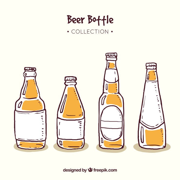 Vector gratuito colección hecha a mano de botellas de cerveza