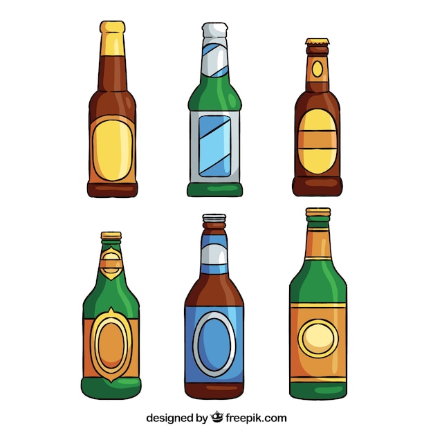 Colección hecha a mano de botellas de cerveza