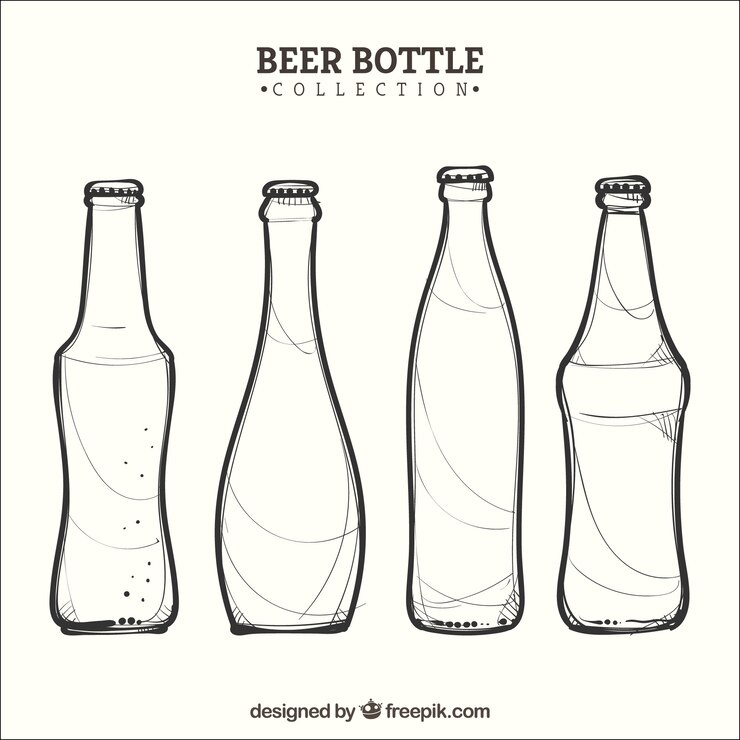 Vector gratuito colección hecha a mano de botellas de cerveza