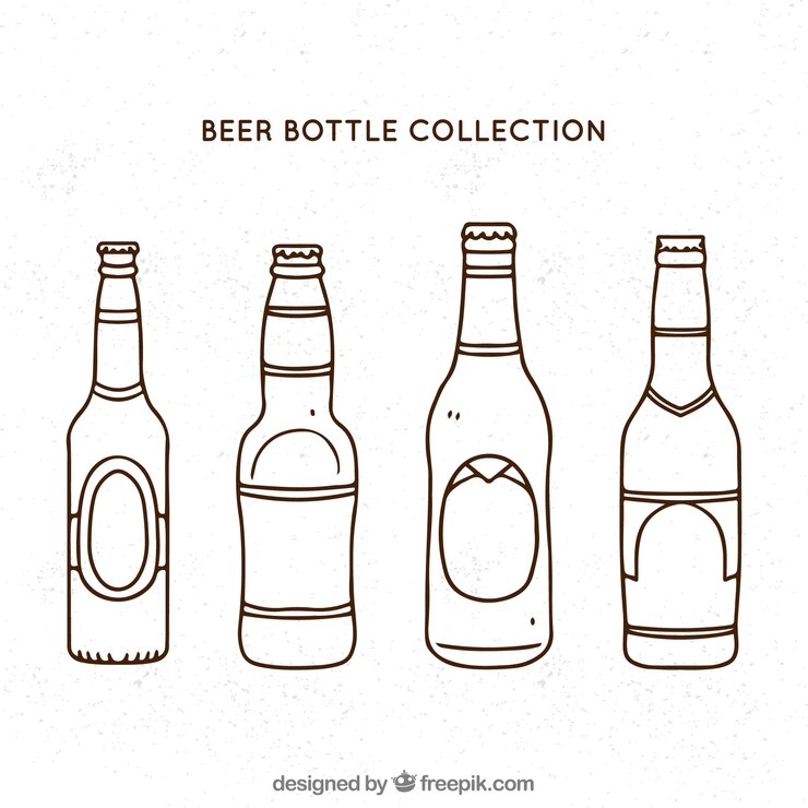 Vector gratuito colección hecha a mano de botellas de cerveza