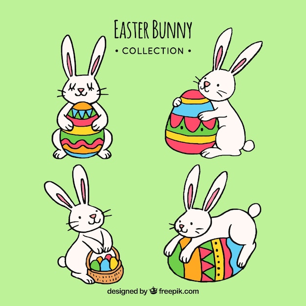 Colección hecha a mano de conejo de pascua