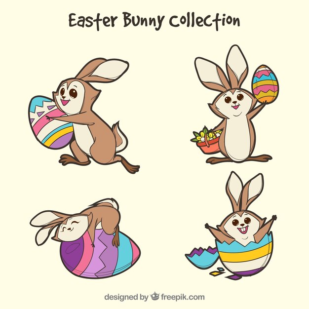 Colección hecha a mano de conejo de pascua