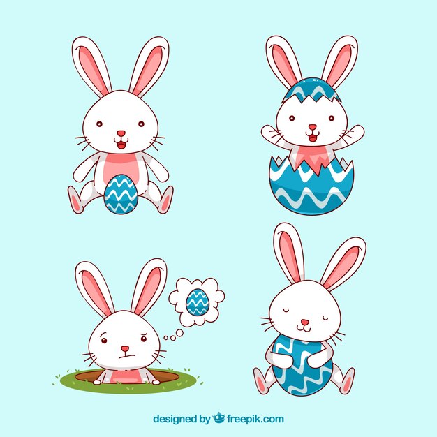 Colección hecha a mano de conejo de pascua