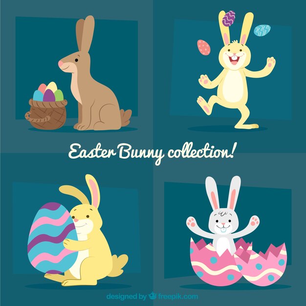 Colección hecha a mano de conejo de pascua