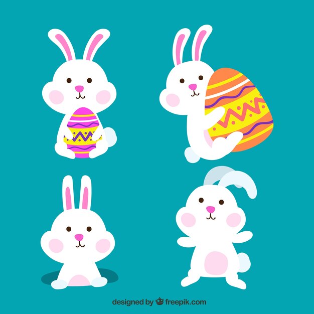 Colección hecha a mano de conejos de pascua