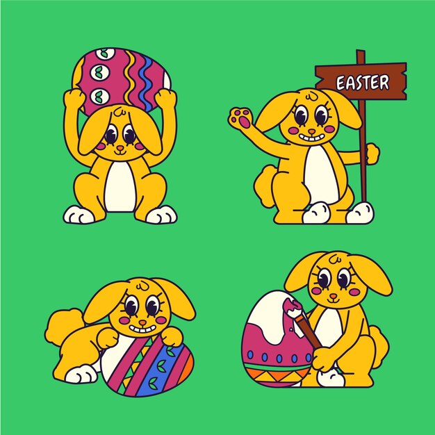 Colección hecha a mano de conejos de pascua