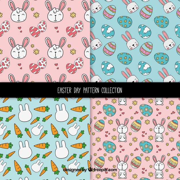 Colección hecha a mano de patrones de pascua