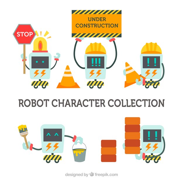 Colección hecha a mano de robots coloridos