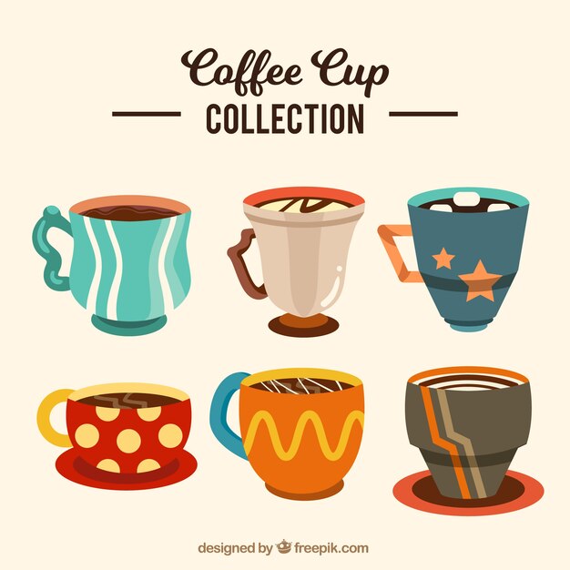Colección hecha a mano de tazas de café