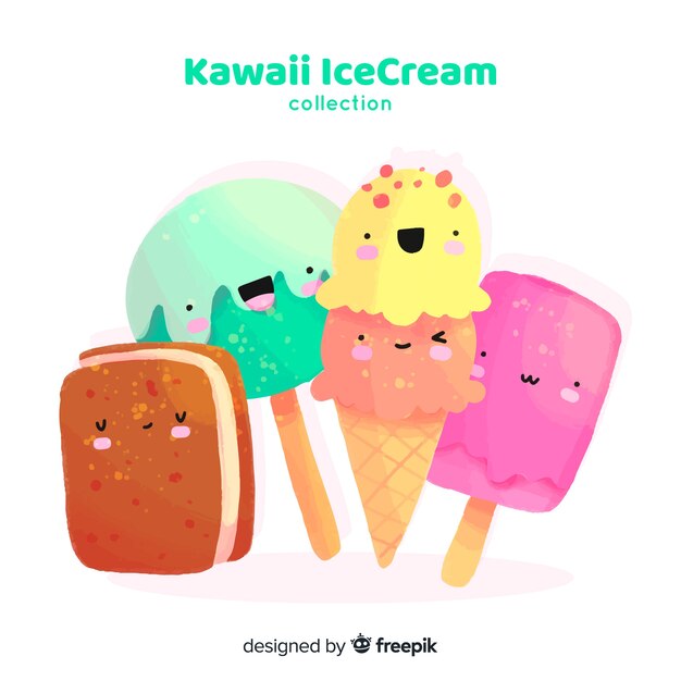 Colección helados adorables dibujados a mano