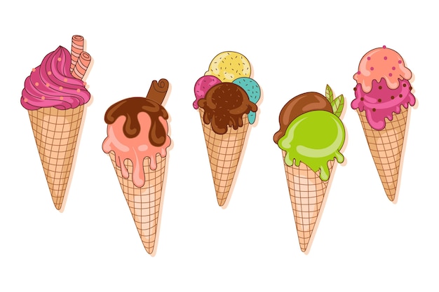 Vector gratuito colección de helados dibujados a mano