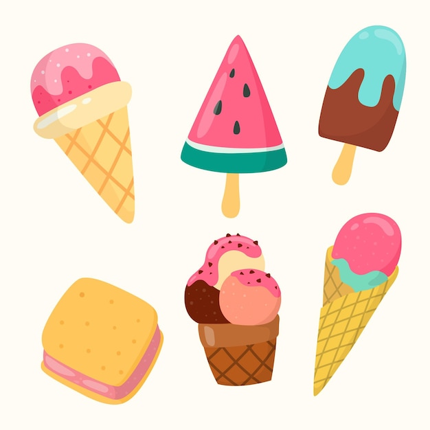 Vector gratuito colección de helados dibujados a mano