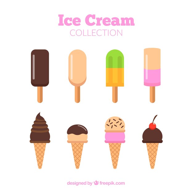 Colección de helados en diseño plano