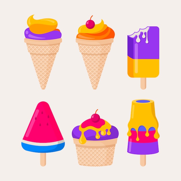 Vector gratuito colección de helados planos