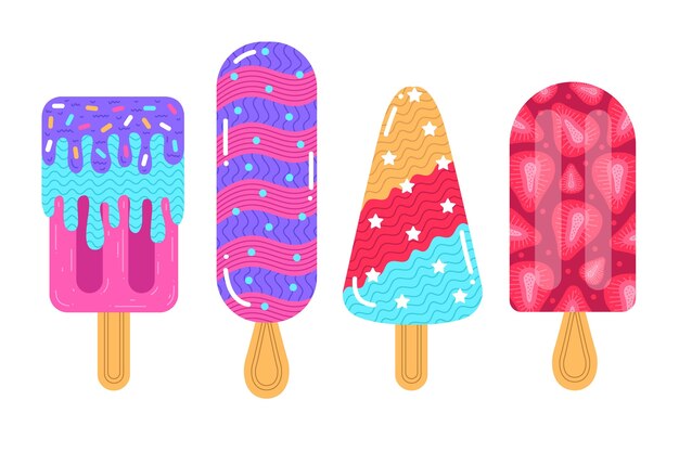 Colección de helados planos